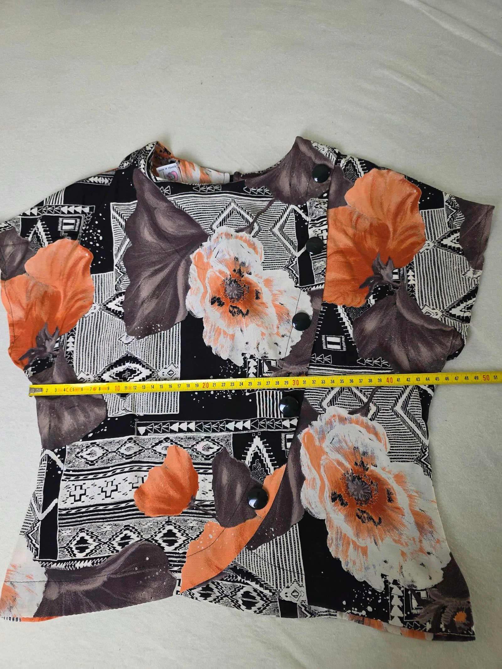 Blusa parisiense com motivos 🍒vintage dos anos 80 feita na França🍒tamanho 38 – photo 9